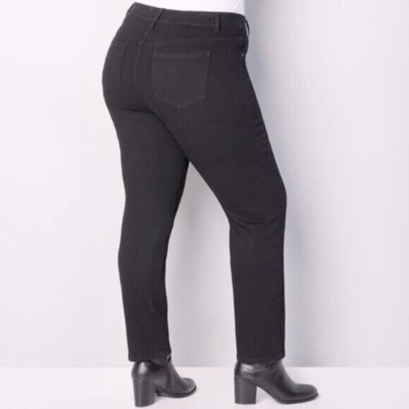 Avenue Denim Straight Leg Black High Rise Butter Stretch Jeans 14A NEW - Picture 2 of 13